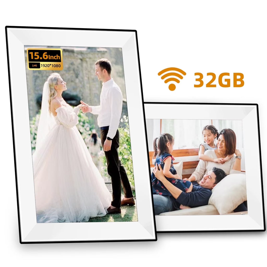 15.6" Wifi Digital Picture Frame 1920X1080 FHD IPS Touch Screen 32GB, Large Digital Frame Thanksgiving Gift